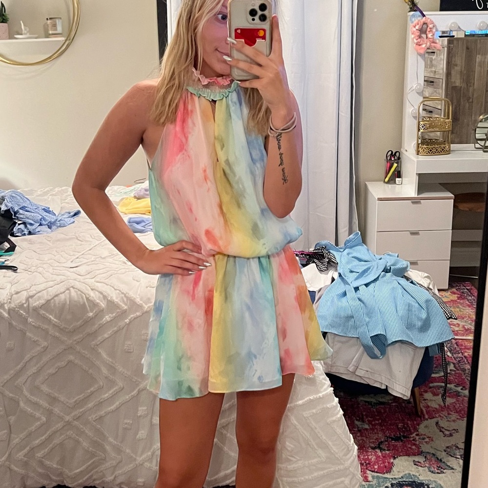 Rainbow Amanda Uprichard Mini Dress